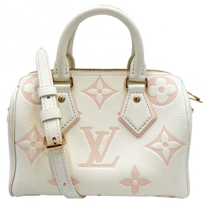 LOUIS VUITTON ルイヴィトン 2WAY ショルダーバッグ 肩掛け 斜め掛け バイカラ―モノグラムアンプラント スピーディバンドリエール20 ミニハンドバッグ M46875 クリーム ピンク系 ゴールド金具 レディース 美品【中古品】