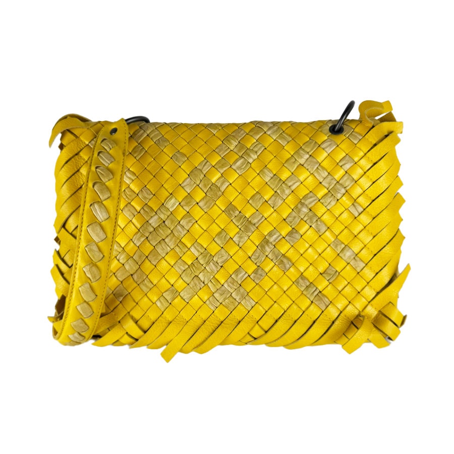 ボッテガヴェネタ BOTTEGAVENETA ショルダーバッグ イントレチャート レザー イエロー レディース【中古】 z10859