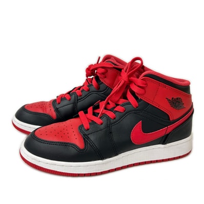 ナイキ 【新品同様】DQ8423-060 AIR JORDAN 1 MID GS Bred Toe ハイカットスニーカー 24