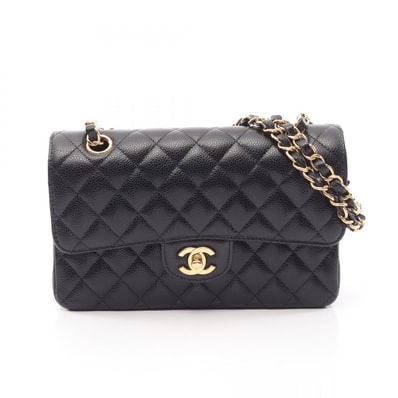 シャネル CHANEL マトラッセ Wフラップ ショルダーバッグ バッグ キャビアスキン(グレインドカーフ) レディース ブラック系 【中古】