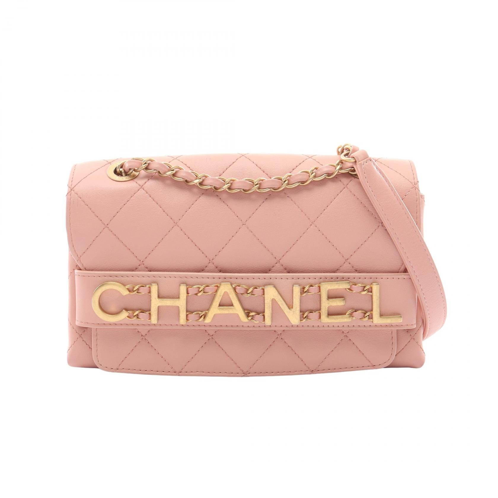 シャネル CHANEL マトラッセ ロゴ ショルダーバッグ バッグ ラムスキン(羊革) レディース ピンク系 AS4190 【中古】