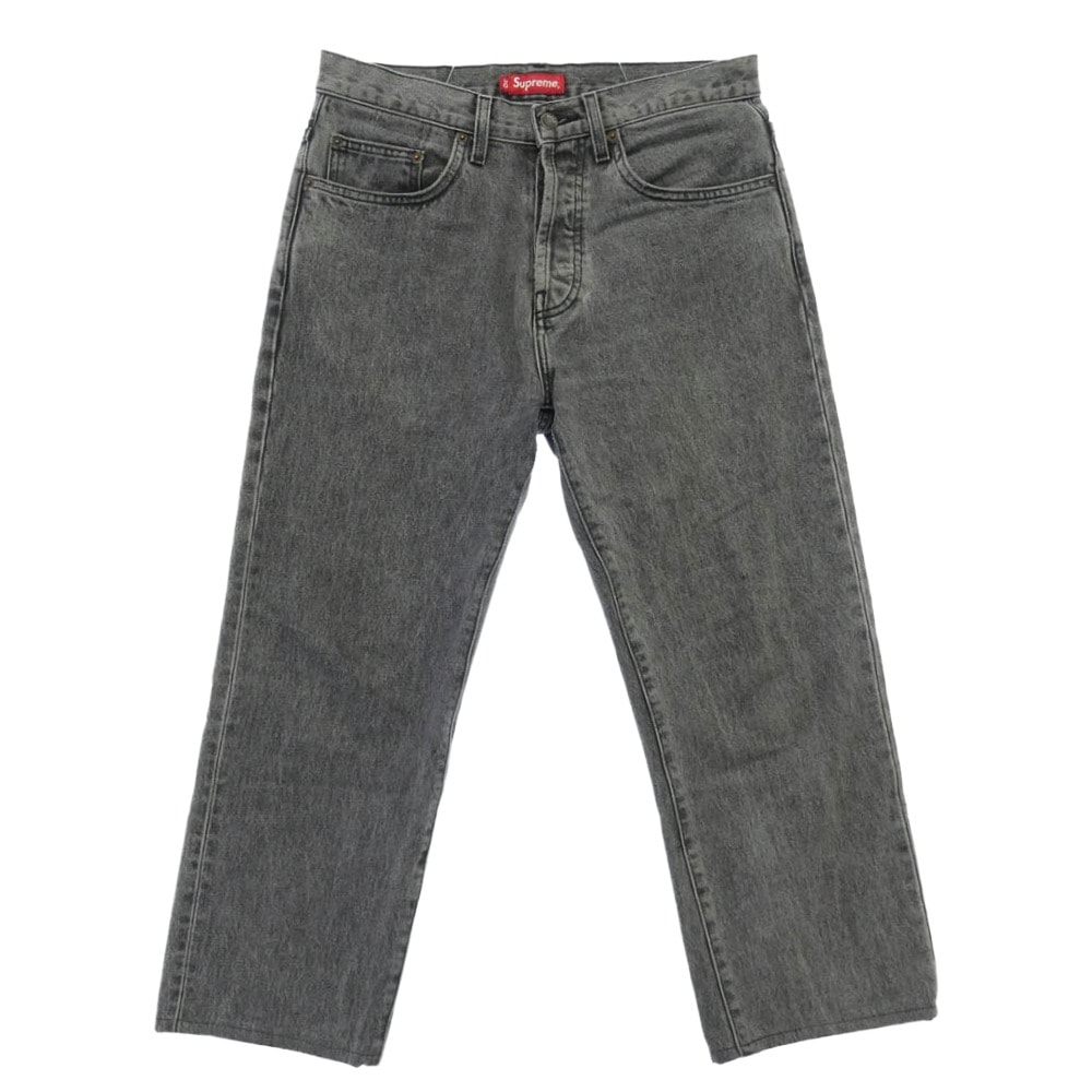 Supreme シュプリーム Regular Jean Washed Black ウォッシュド ブラック レギュラージーンズ バックポケット スターロゴ 刺繍 グレー系 30【中古】