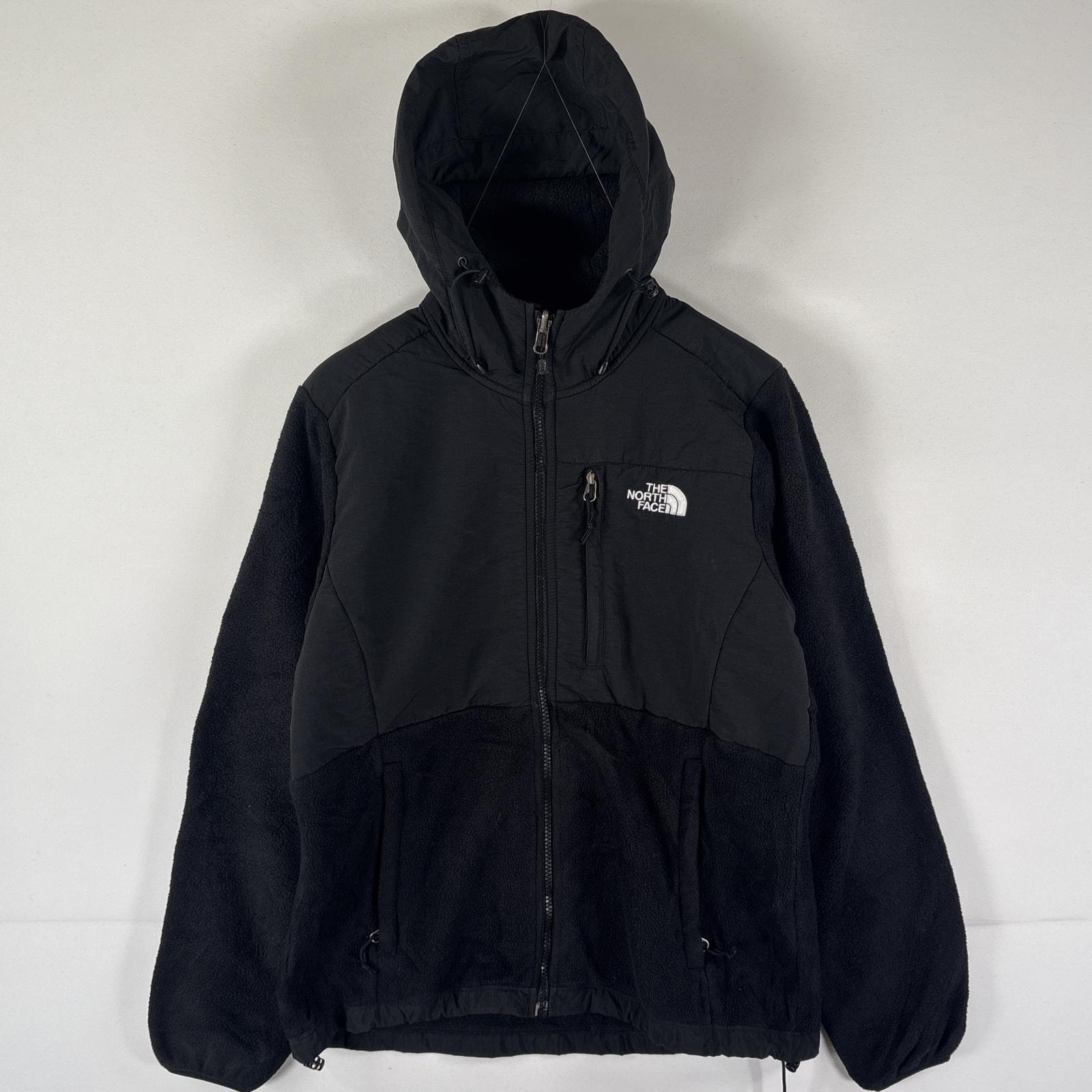 古着 ザ・ノースフェイス THE NORTH FACE フルジップフリースジャケット デナリ パーカー ワンポイントロゴ 刺繍 M  ブラック レディース
