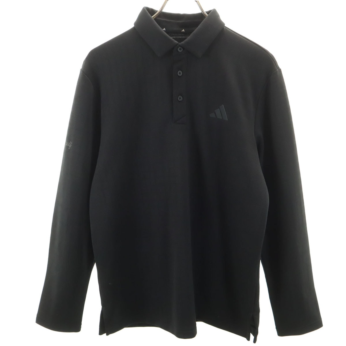 adidas アディダス 総柄 長袖 ポロシャツ L ブラック
