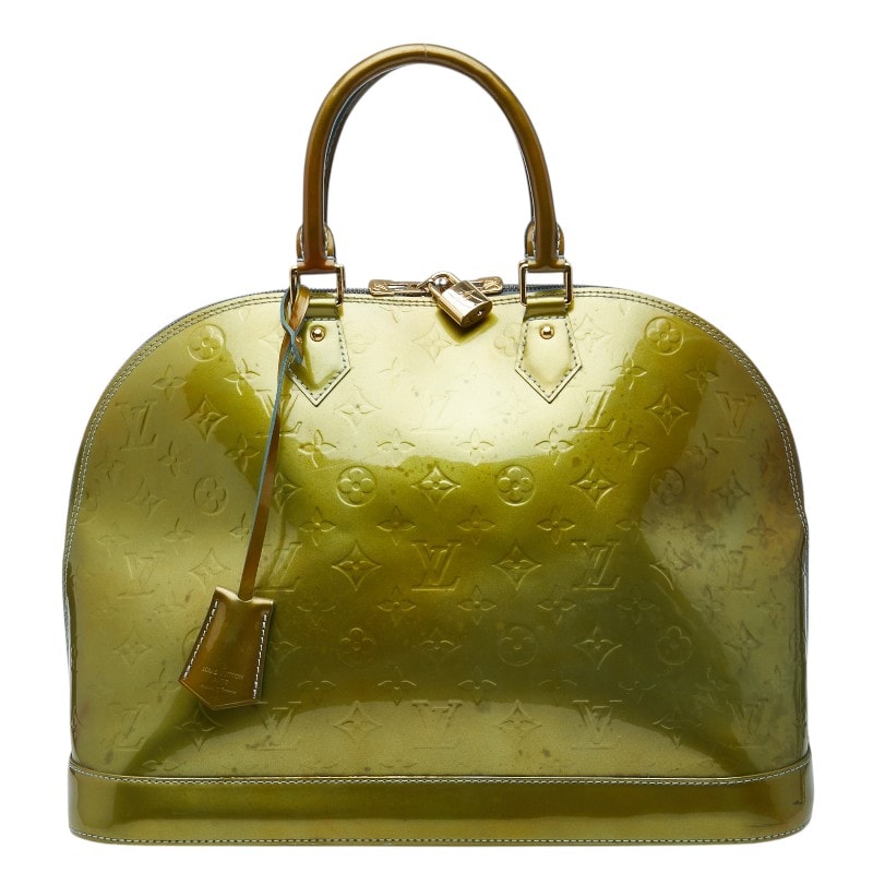 ルイ ヴィトン モノグラム ヴェルニ アルマGM ハンドバッグ グリーン系 パテントレザー レディース LOUIS VUITTON 【中古】