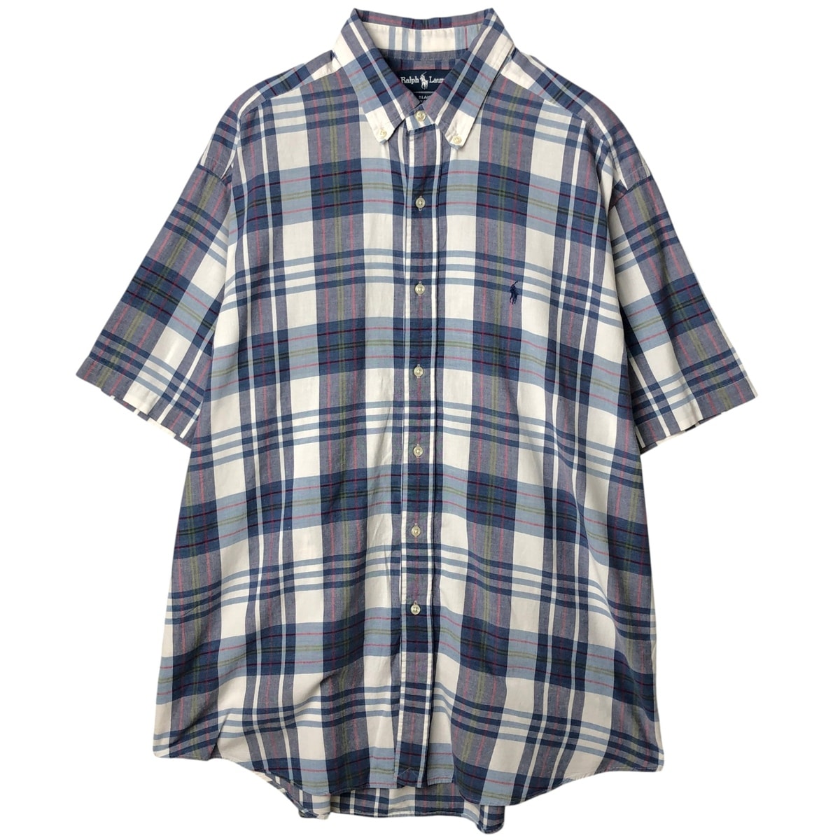古着 ラルフローレン Ralph Lauren BLAKE 半袖 ボタンダウン チェックシャツ メンズXL相当/eaa643936