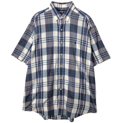 古着 ラルフローレン Ralph Lauren BLAKE 半袖 ボタンダウン チェックシャツ メンズXL相当/eaa643936