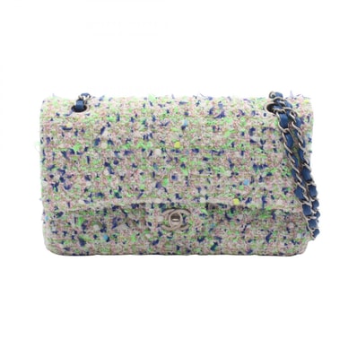 シャネル CHANEL マトラッセ Wフラップ ショルダーバッグ バッグ ファブリック レザー レディース グリーン系 / ブルー系 / マルチカラー A01112 【中古】
