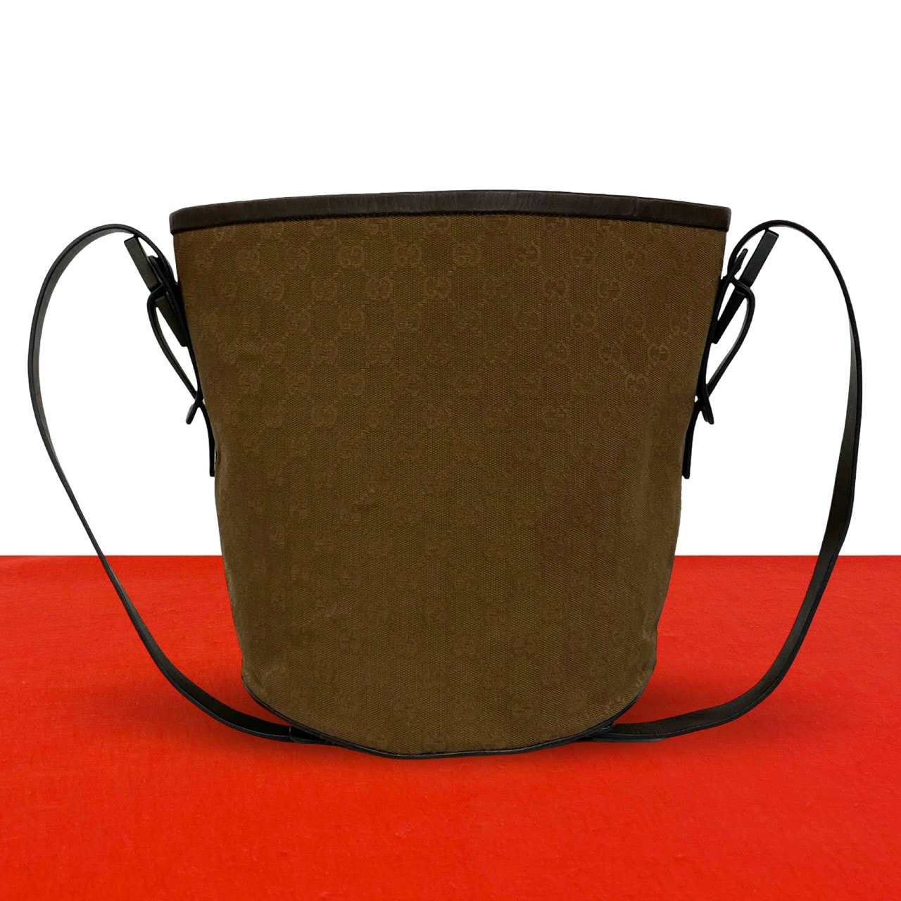 GUCCI グッチ キャンバス レザー ショルダーバッグ ブラウン
24553