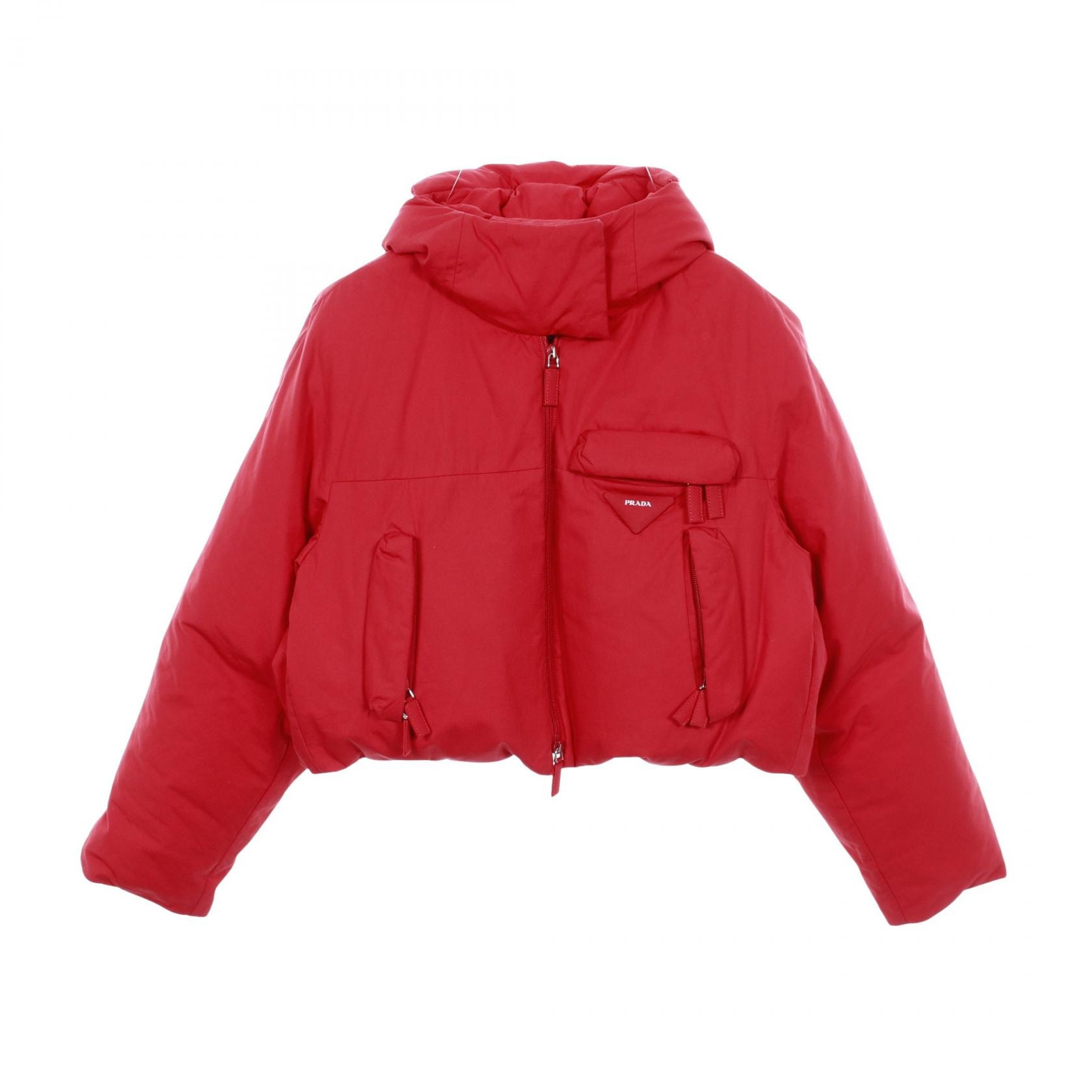 プラダ PRADA ダウンジャケット 衣料品 アウター コットン コットン レディース レッド系 【中古】