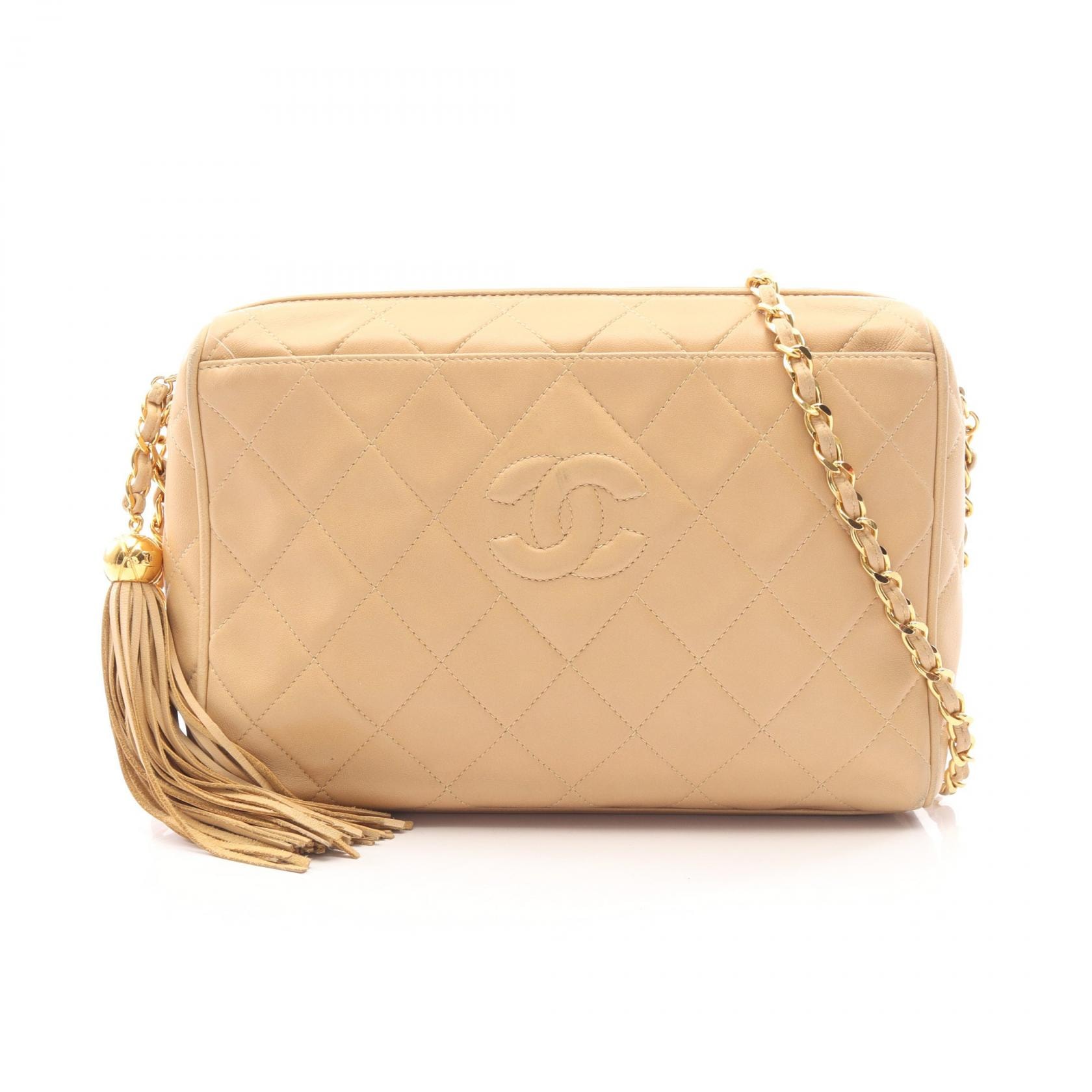 シャネル CHANEL マトラッセ タッセル ショルダーバッグ バッグ ラムスキン(羊革) レディース ベージュ系 【中古】