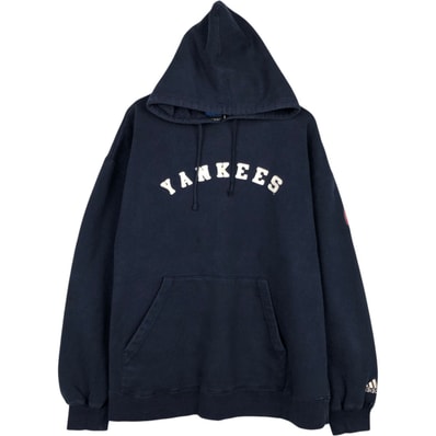 古着 アディダス adidas MLB NEW YORK YANKEES ニューヨークヤンキース スウェットプルオーバーパーカー メンズXL相当/eaa675907