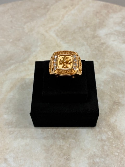 Chrome Hearts 22K Large Pave Diamond Ring "Yellow Gold"