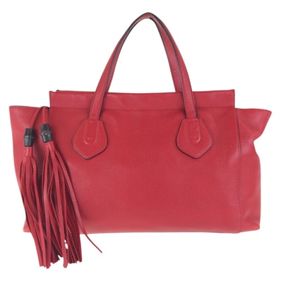 GUCCI グッチ バンブー レッド ゴールド金具 レザー トートバッグ ショルダーバッグ 501677 【中古】