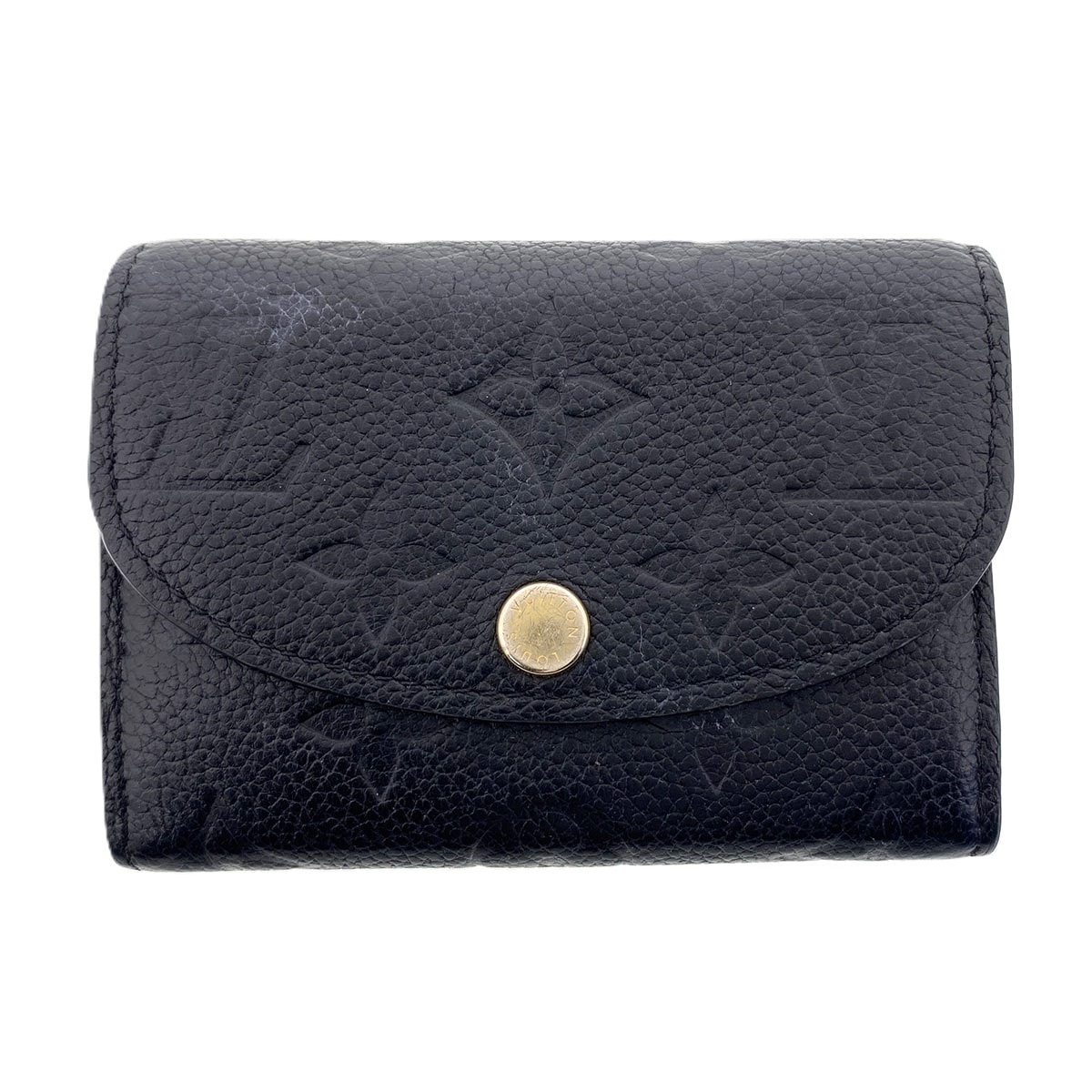 LOUIS VUITTON ルイ・ヴィトン ポルトモネ・ロザリ 二つ折り財布 M81455 モノグラムアンプラント ブラック レディース【中古】