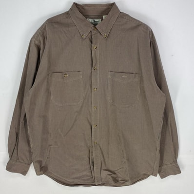 古着 90's/90年代 エルエルビーン L.L.Bean 長袖シャツ ボタンダウン アウトドア 胸ポケット L ブラウン系 チェック メンズ