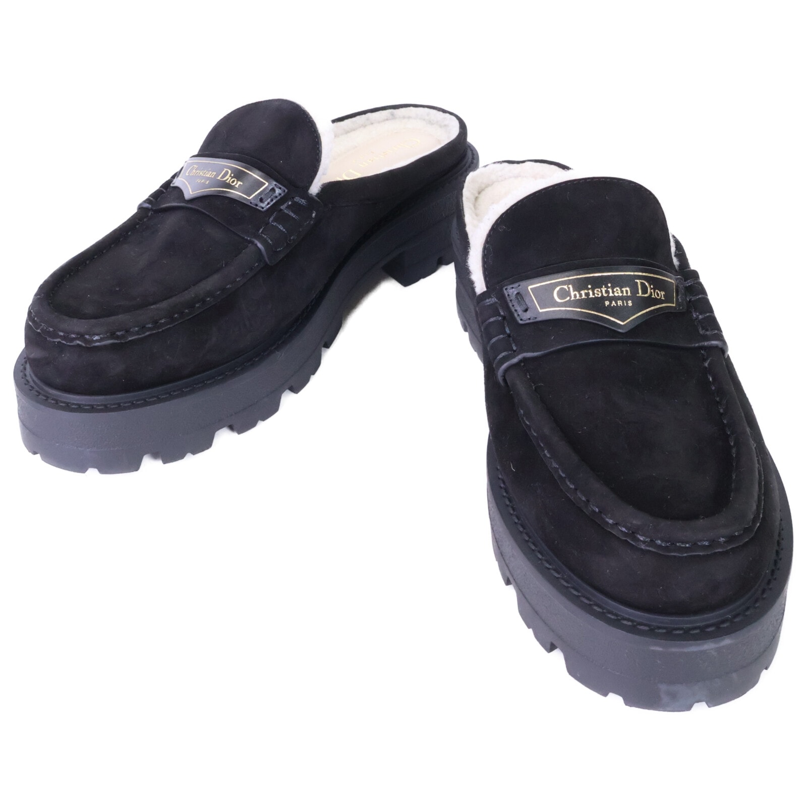 ディオール 【美品】Dior Boy ムートン ボア ミュール 38