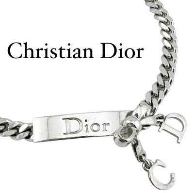 美品✨レア✨クリスチャンディオール ロゴ リボン ブレスレット シルバー