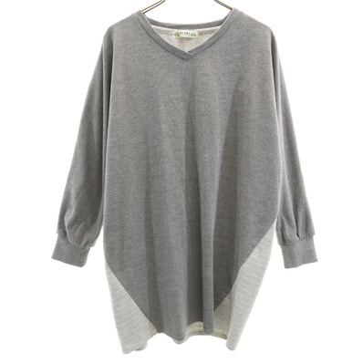 BEAMS HEART ビームスハート ボーダー柄 長袖 チュニック グレー