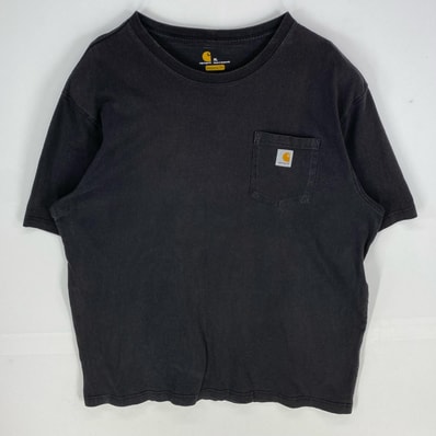 古着 カーハート Carhartt 半袖Tシャツ ワンポイント 胸ポケット クルーネック ロゴ ショートスリーブ XL ブラック系 メンズ