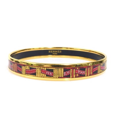 エルメス HERMES バングル ブレスレット エマイユ メタル/エナメル ゴールド/ブラック/レッド レディース【中古】 e61813a