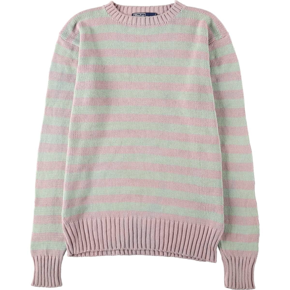 古着 ラルフローレン Ralph Lauren POLO by Ralph Lauren ボーダー柄 コットンニットセーター レディースM相当/eaa672615