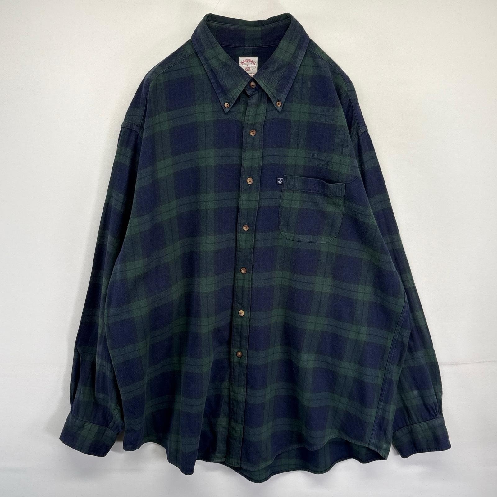 古着 ブルックスブラザーズ Brooks Brothers 長袖シャツ ネルシャツ ボタンダウン 346 チェック柄 XL  グリーン メンズ
