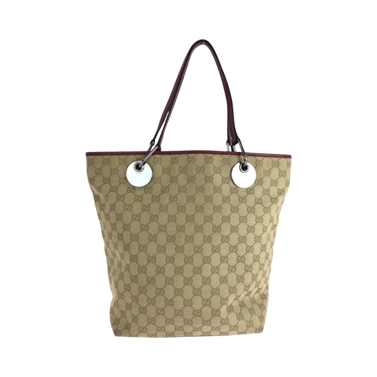 美品 GUCCI グッチ ベージュ レッド シルバー金具 GGキャンバス トートバッグ ハンドバッグ 506100 【中古】