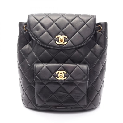 シャネル CHANEL マトラッセ ターンロック リュックサック バックパック バッグ ラムスキン(羊革) レディース ブラック系 【中古】