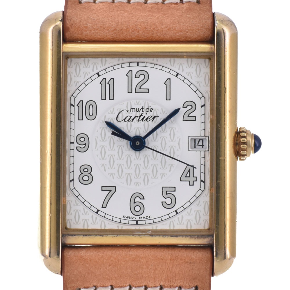 カルティエ CARTIER W1013954 マストタンク LM デイト ホワイト クォーツ ユニセックス 良品 腕時計 Q#148515