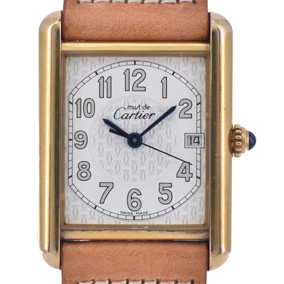 カルティエ CARTIER W1013954 マストタンク LM デイト ホワイト クォーツ ユニセックス 良品 腕時計 Q#148515