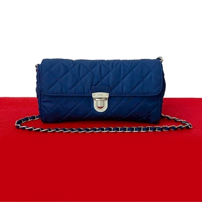 PRADA プラダ ロゴ 金具 ナイロン レザー ショルダーバッグ ブルー
22336