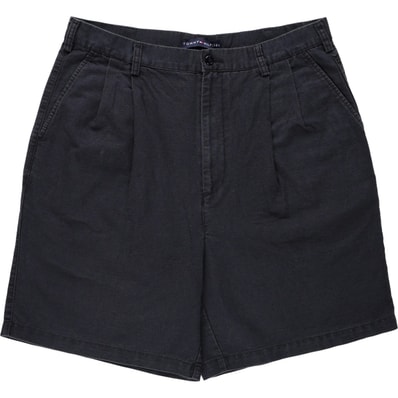 古着 トミーヒルフィガー TOMMY HILFIGER ツータック コットン×リネンショーツ ショートパンツ メンズw37相当/eaa605093