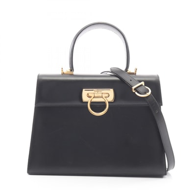 サルヴァトーレフェラガモ Salvatore Ferragamo ガンチーニ 2WAY ハンドバッグ バッグ レザー レディース ブラック系 21 2181 【中古】