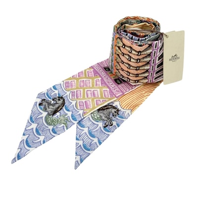 HERMES エルメス スカーフ ツイリー SUPER SILK QUEST スーパー シルク クエスト Twilly ファッションアイテム シルク マルチカラー レディース 美品【中古品】