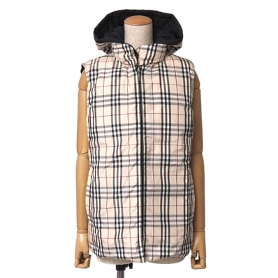■美品■BURBERRY バーバリー ダウンベスト サイズ11 チェック リバーシブル 中綿 フーデッド ブランド古着【中古】20261024/RB1375