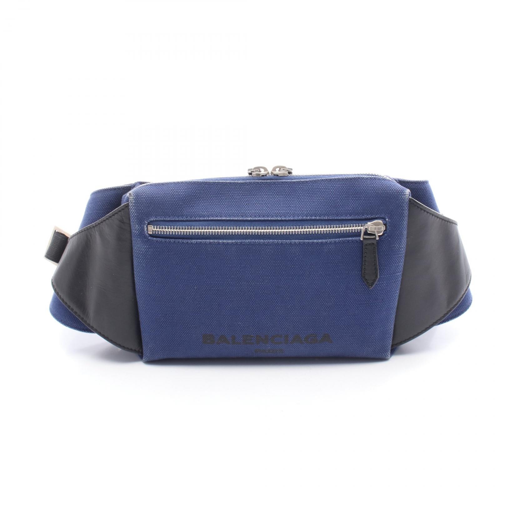 バレンシアガ BALENCIAGA ベルトバッグ ウエストバッグ ボディバッグ バッグ キャンバス レザー メンズ レディース ネイビー系 / ブラック系 433625 【中古】