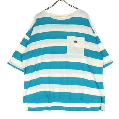 Lee リー ボーダー柄 半袖 ポケット Tシャツ M ブルー系
