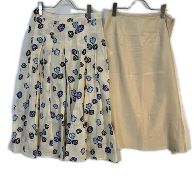 マルニ GOMA0288V0 20年 アイボリー リネン100 フラワープリントタックスカート 38