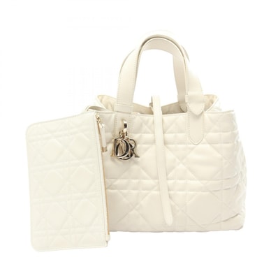 ディオール Dior Toujours トゥージュール ミディアム マクロカナージュ ハンドバッグ バッグ レザー レディース ホワイト系 M2821OSNW 【中古】