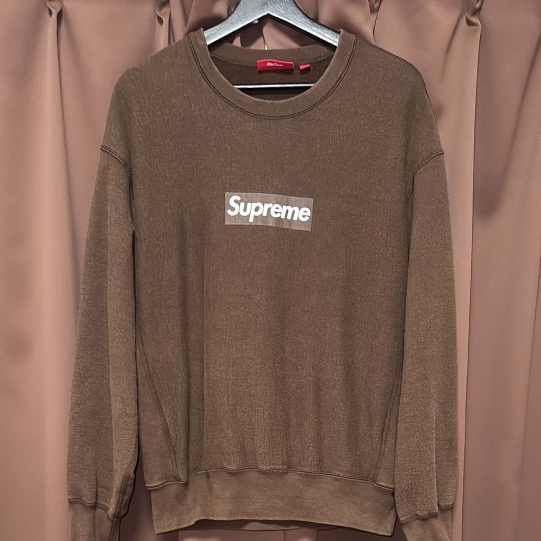 Supreme Washed Box Logo Crewneck "Brown"