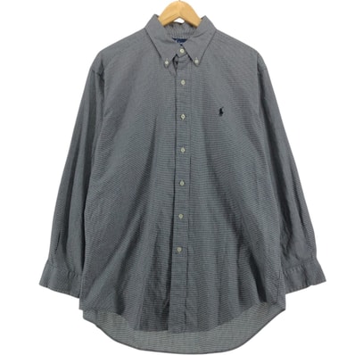 古着 ラルフローレン Ralph Lauren YARMOUTH 千鳥格子柄 長袖 ボタンダウンシャツ メンズL相当/eaa521304