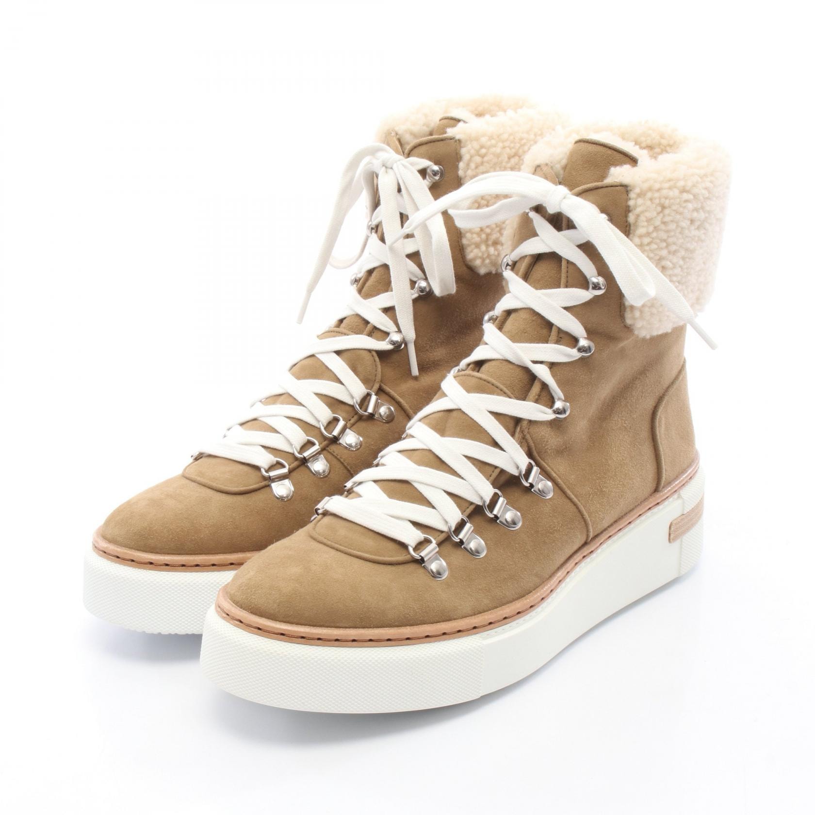 エルメス HERMES フロコン ブーツ 靴 スウェード ムートン ベージュ レディース ブラウン系 / ベージュ系 【中古】