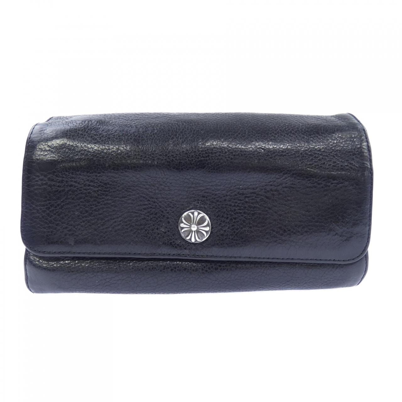 Chrome Hearts Judy Cross Button Leather Wallet "Black/Silver"