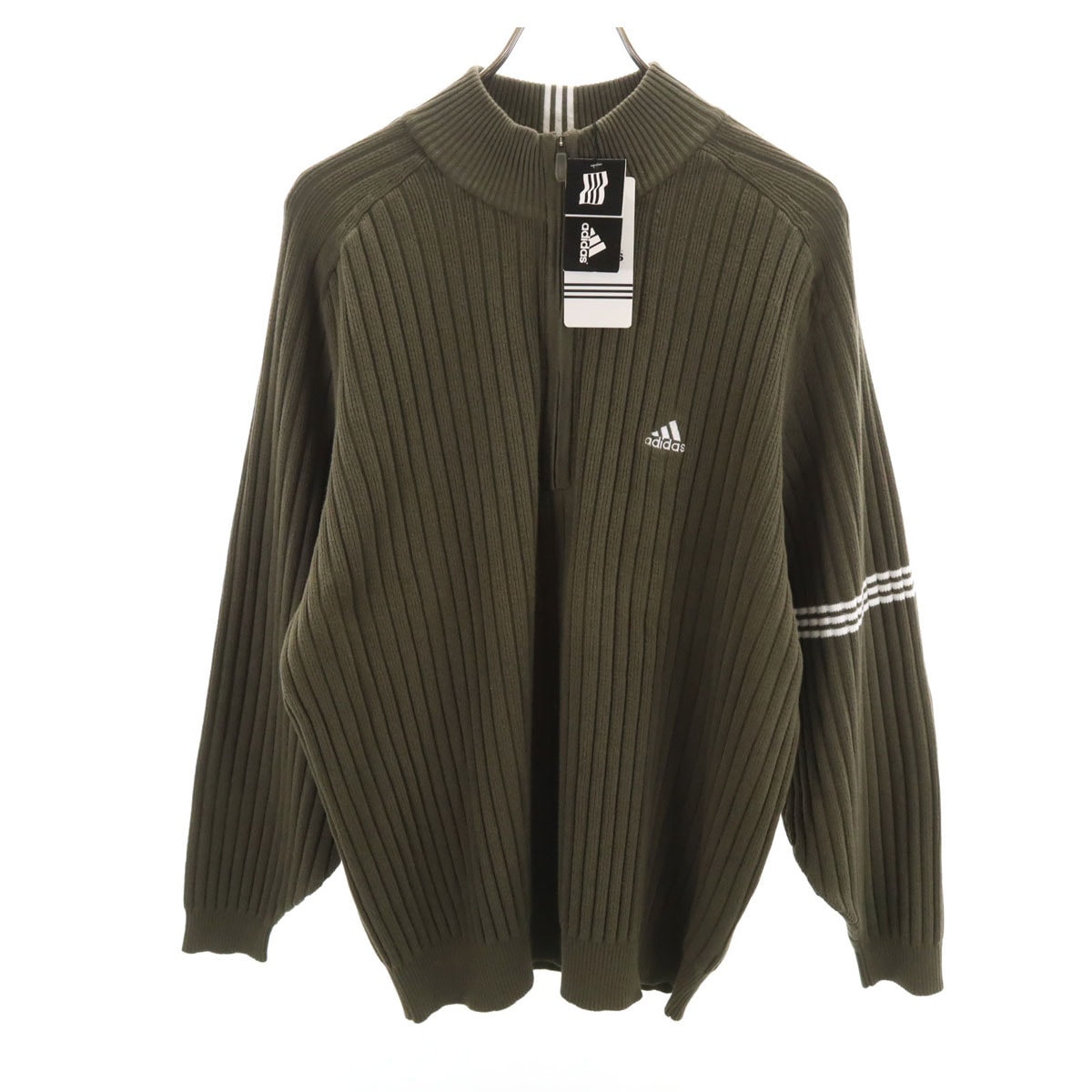 未使用 adidas アディダス ゴルフ 長袖 ハーフジップ ニット M モスグリーン