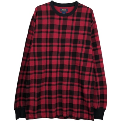 古着 ラルフローレン Ralph Lauren POLO RALPH LAUREN チェック柄 サーマルロングTシャツ メンズXL相当/eaa669407