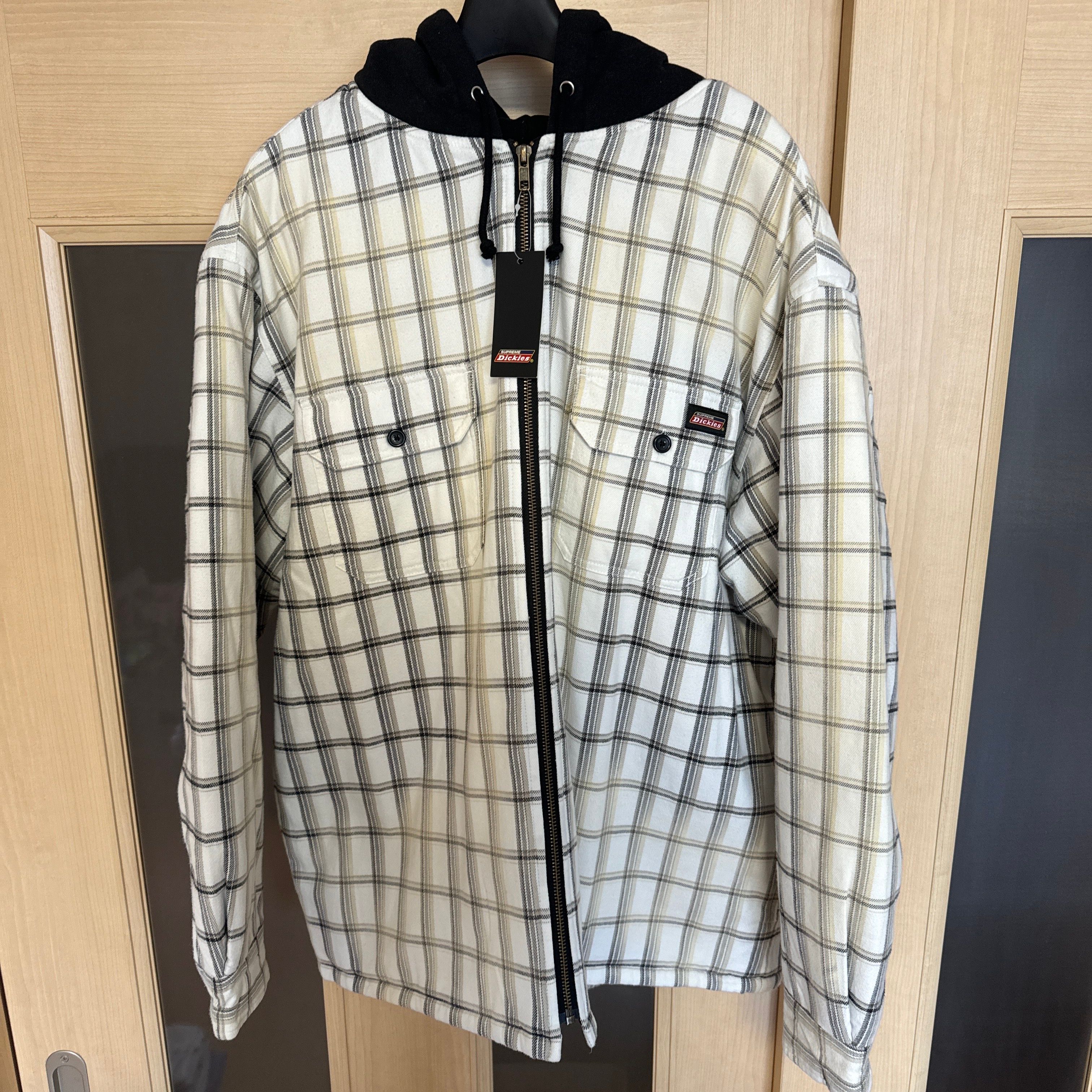 Supreme x Dickies Plaid Hooded Zip Up Shirt "White"