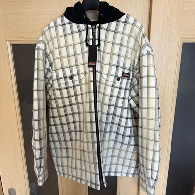 Supreme x Dickies Plaid Hooded Zip Up Shirt "White"
