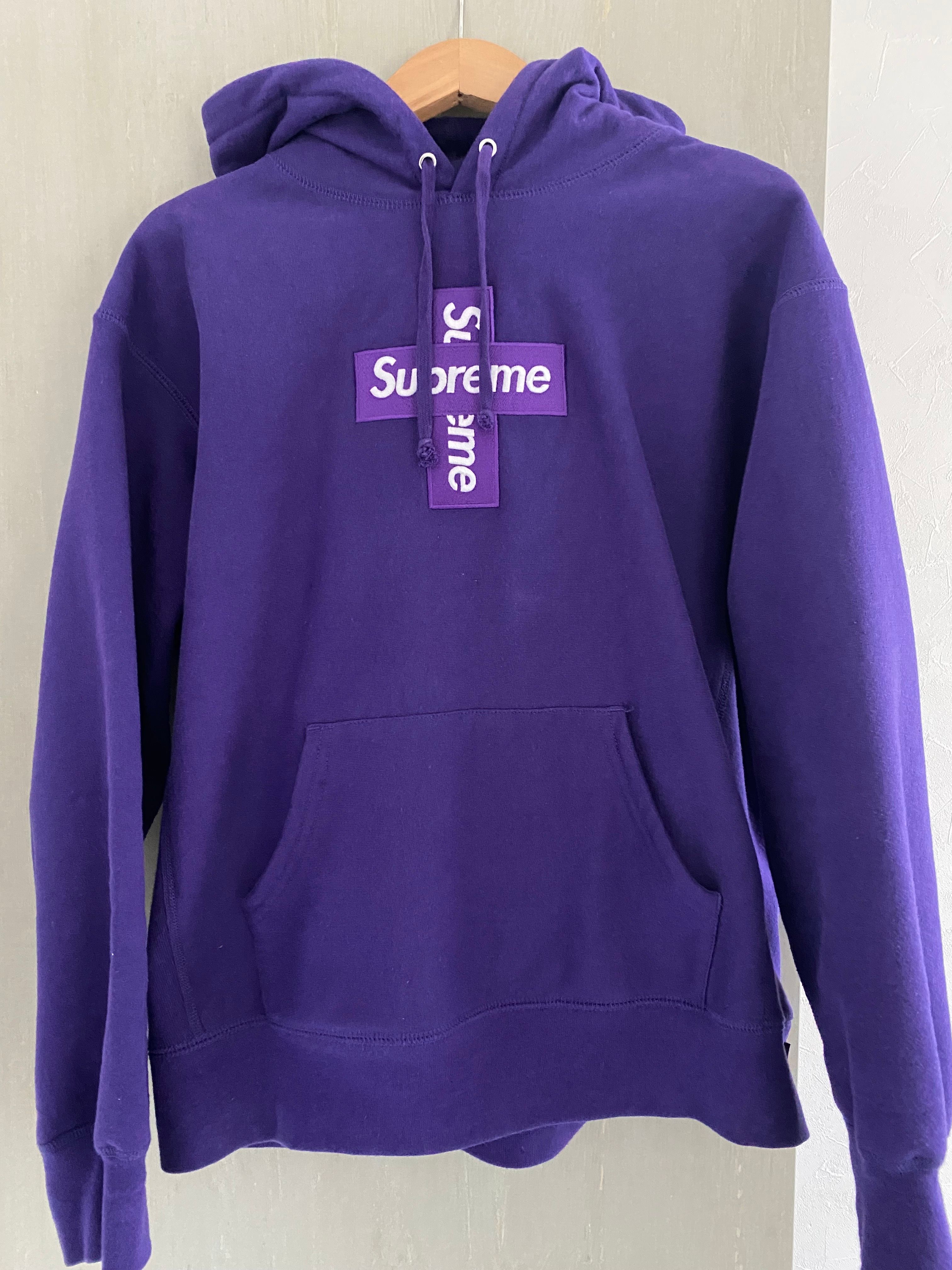 Supreme Cross Box Logo Hooded Sweatshirt "Purple"