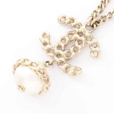 シャネル CHANEL ココマーク ネックレス ジュエリー GP(ゴールドメッキ) フェイクパール レディース ゴールド系 / ホワイト系 【中古】